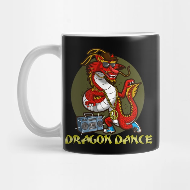 Funny Cool Cute Dancing Dragon Retro 80's 90's Music Boombox Urban Chinese New Year 2024 Cartoon by Originals By Boggs